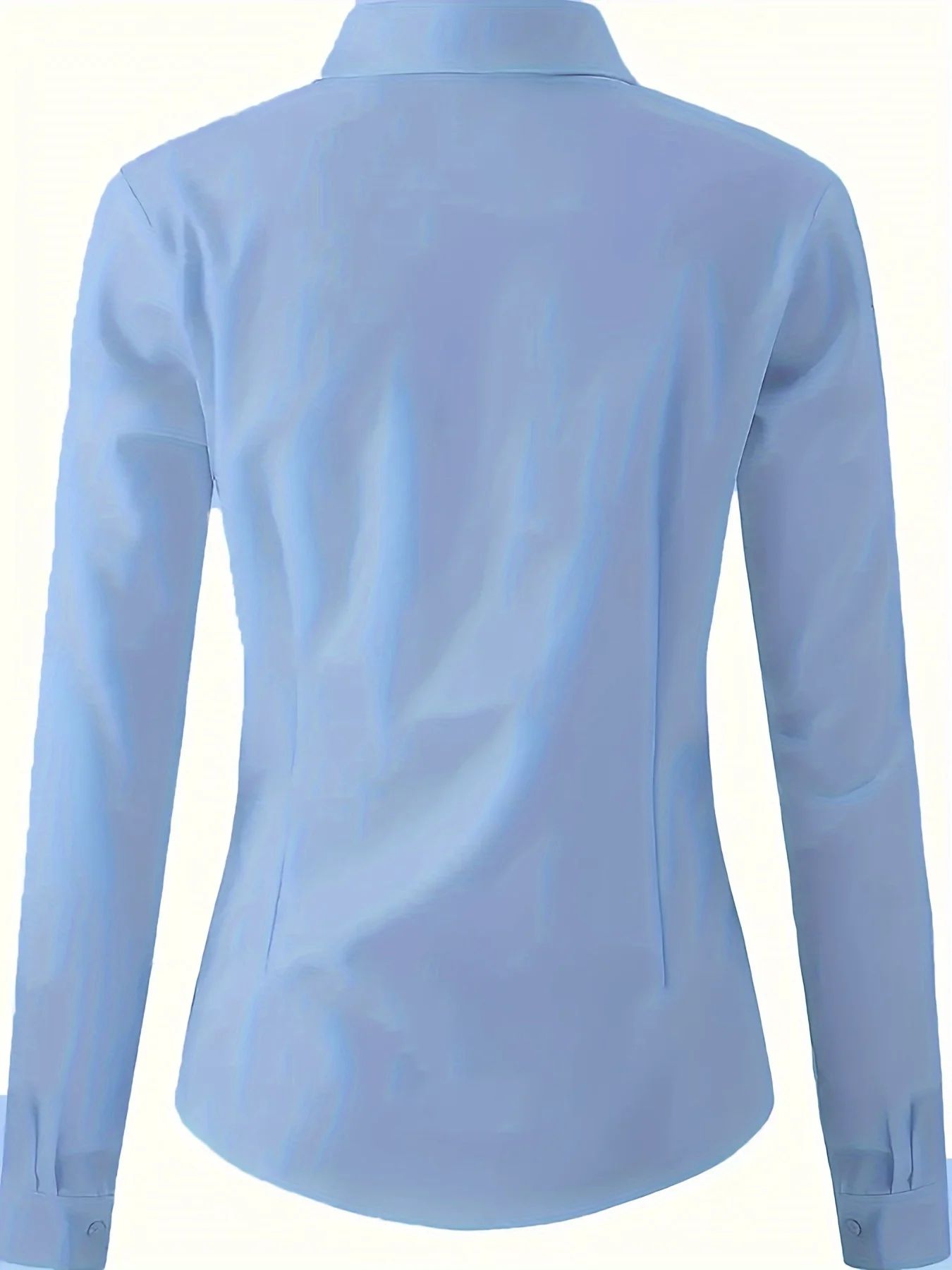 Solid Button Front Shirt, Elegant Long Sleeve Lapel Shirt for Spring Fall Fashion Women's Clothing Basic Blouses OL Womens Tops