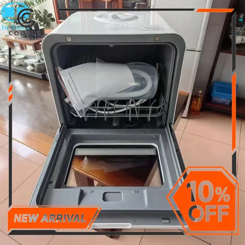 Portable Dishwasher Machine 5 Sets Tableware Desktop Dish Washer for Home Kitchen Appliances Compact Countertop Cleaner with