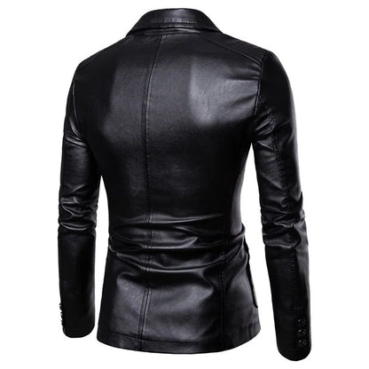 Spring Autumn New Men's Fashion Leather Jacket Casual Business Lapel Slim Fit Stylish Windproof Jacket Coat Streetwear