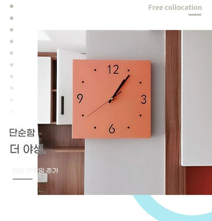 Creative Light Sensor Corner Wall Clock Square Simple Double Sided Wall Clock with Arabic Numeral Scale Analog Silent Wall Clock