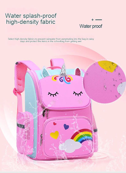 Mochila Escolar Feminina de Grande Capacidade Impermeável Estampa de Unicórnio
