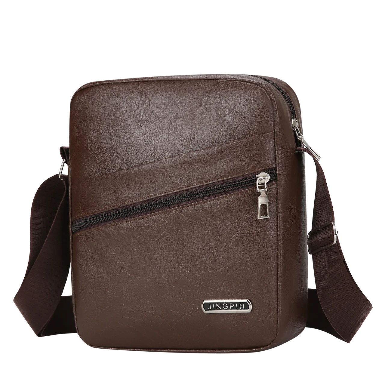 Men‘s PU Shoulder Bag Messenger Bag Casual Waterproof Nylon Zipper Pocket Handbag Fashion Tote Travel Male Crossbody Bags