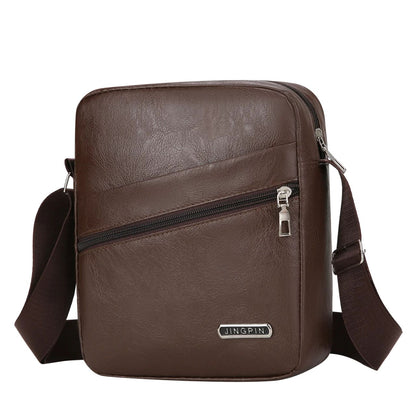 Men‘s PU Shoulder Bag Messenger Bag Casual Waterproof Nylon Zipper Pocket Handbag Fashion Tote Travel Male Crossbody Bags