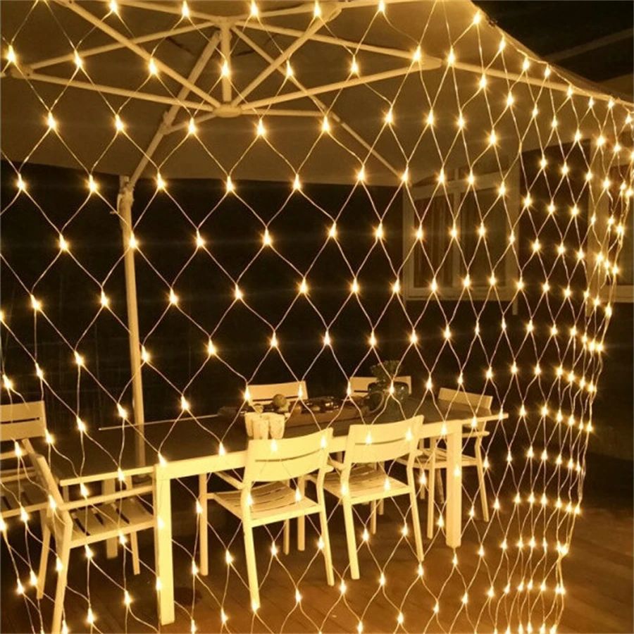 Luzes de corda de rede de LED 8 modos 220V 110V plugue UE/EUA Festival Decoração de Natal Guirlandas Festa de Natal Jardim Ano Novo Casamento