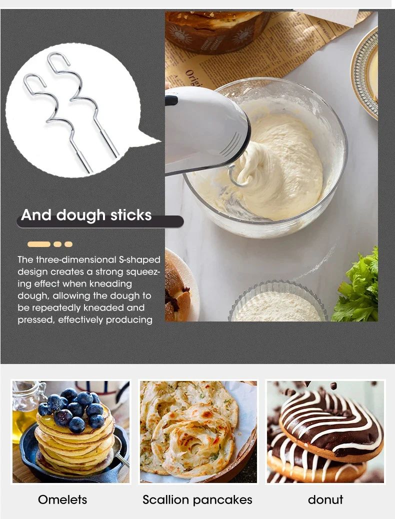 Handheld 7 Speed Automatic Electric Mixer Multi Functional for Food Egg Cream Cake Dough Mixing Baking Kitchen Home Use