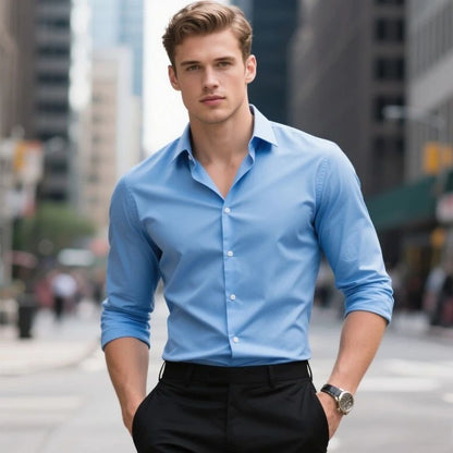 Bolubao New Men Shirts Fashion Quality Long Sleeve Casual Solid Color Elastic Four Season Male Business Shirt