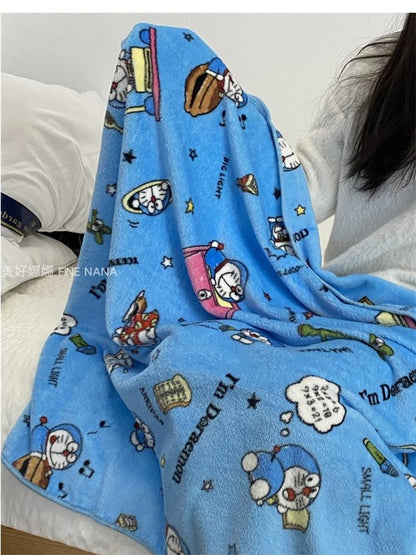 Desenho Animado Doraemon Cobertor de Flanela Macio Confortável Manta para Dormir Estilo Japonês Cobertor para Soneca Colcha para Quarto Menina Crianças