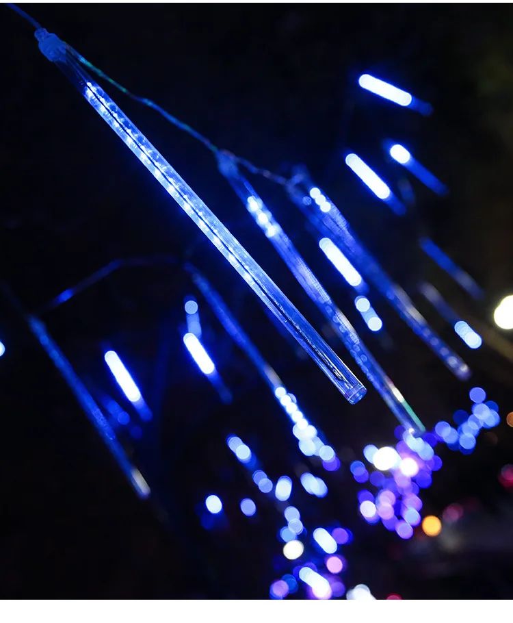 30/50cm 8 Tubes Meteor Shower Rain LED String Lights Christmas Tree Decorations Street Garland for Decor Noel New Year Navidad