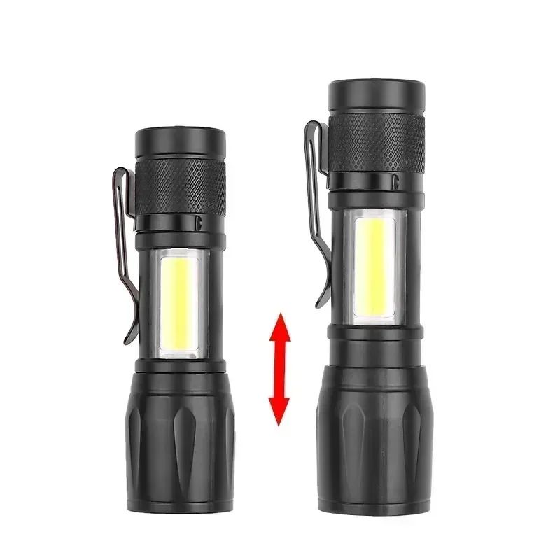Portable Strong Light LED Flashlight Rechargeable Telescopic Zoom Torch Safety Emergency Light for Outdoor Camping Cycling Lamp