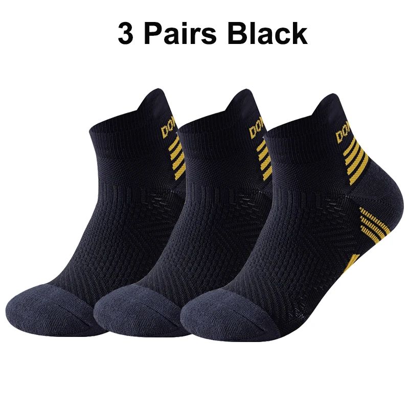 3 Pares Meias de Corrida de Maratona Masculinas Femininas Profissionais Esportivas Tornozelo Fitness Tubo Acolchoado Engrossado Baixo Cano Curto Barco Meias