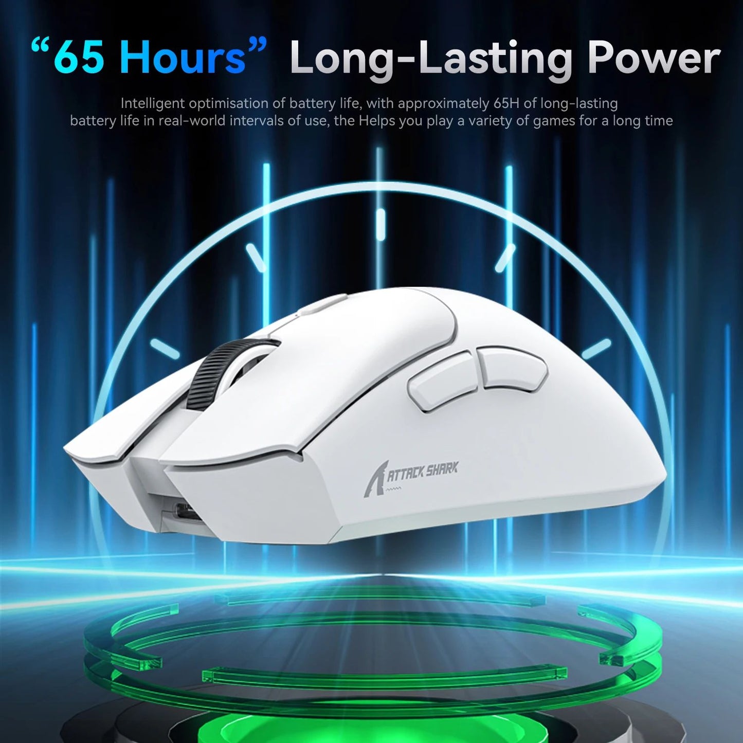 Mouse Gamer ATTACK SHARK R1 Sem Fio Leve 18000DPI PAW3311 Conexão Tri-modo Bluetooth/2.4G/USB com Macros para PC/Mac