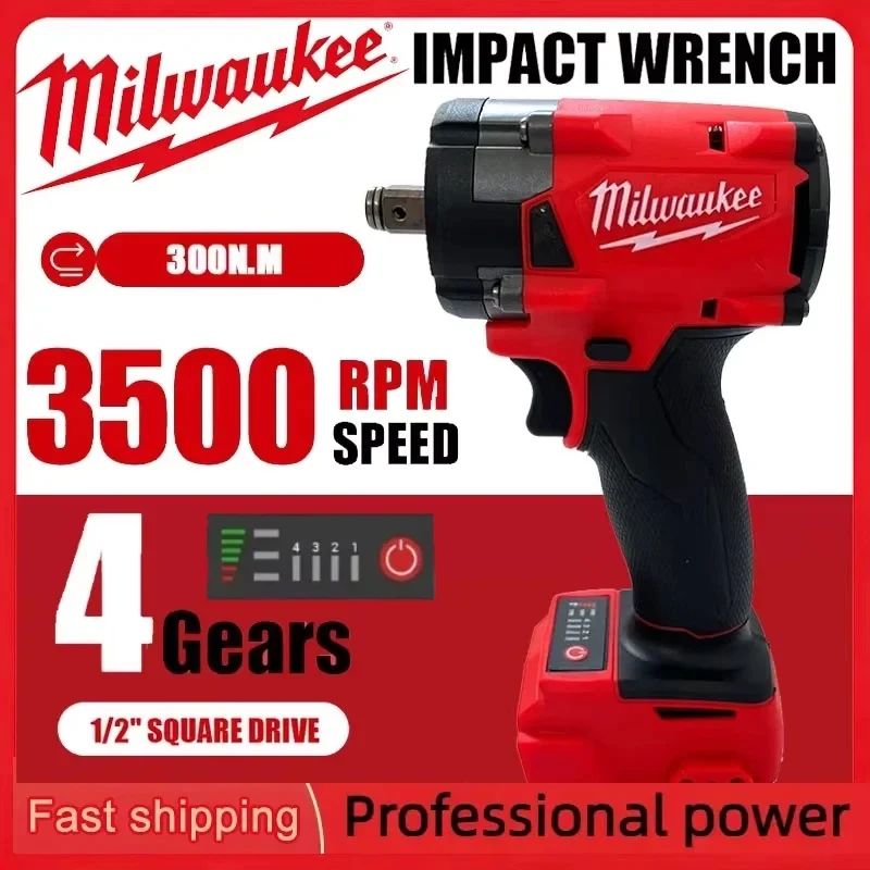 2025 Chave de Fenda sem Escova Milwaukee Furadeira de Impacto Elétrica sem Fio 1/2 para Reparo de Caminhões e Carros Recarregável para Ferramentas a Bateria