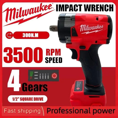 2025 Chave de Fenda sem Escova Milwaukee Furadeira de Impacto Elétrica sem Fio 1/2 para Reparo de Caminhões e Carros Recarregável para Ferramentas a Bateria