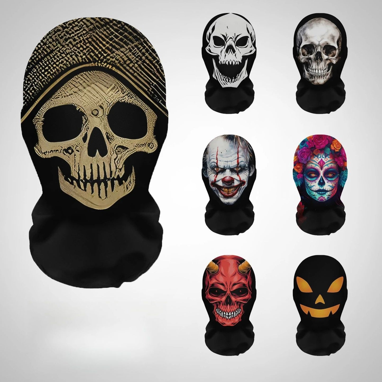 Halloween Terror Masks 3D Printing Skull Pattern Elastic Mesh Face Mask Funny Party Cosplay Props Balaclava Breathable Headcover