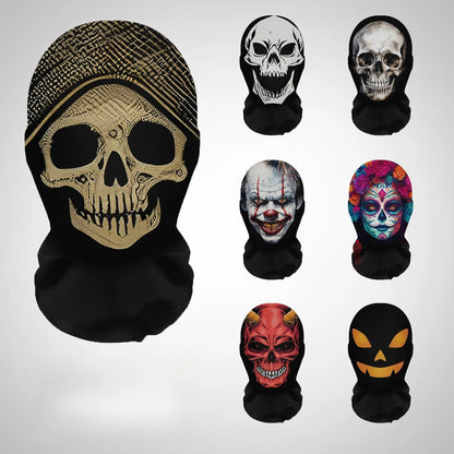 Halloween Terror Masks 3D Printing Skull Pattern Elastic Mesh Face Mask Funny Party Cosplay Props Balaclava Breathable Headcover