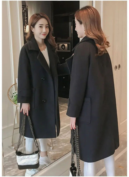 Fashionable Woolen Coat Women's Mid-Length Korean Style Hot Sale Of The Season New Spring Autumn Slimming Versatile Tweed Jacket