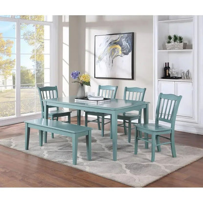 Rectangular Dining Room Table Wood Construction Seats 6 Guests Protective Glides Easy Assembly Indoor Use Warm Aspen Valley