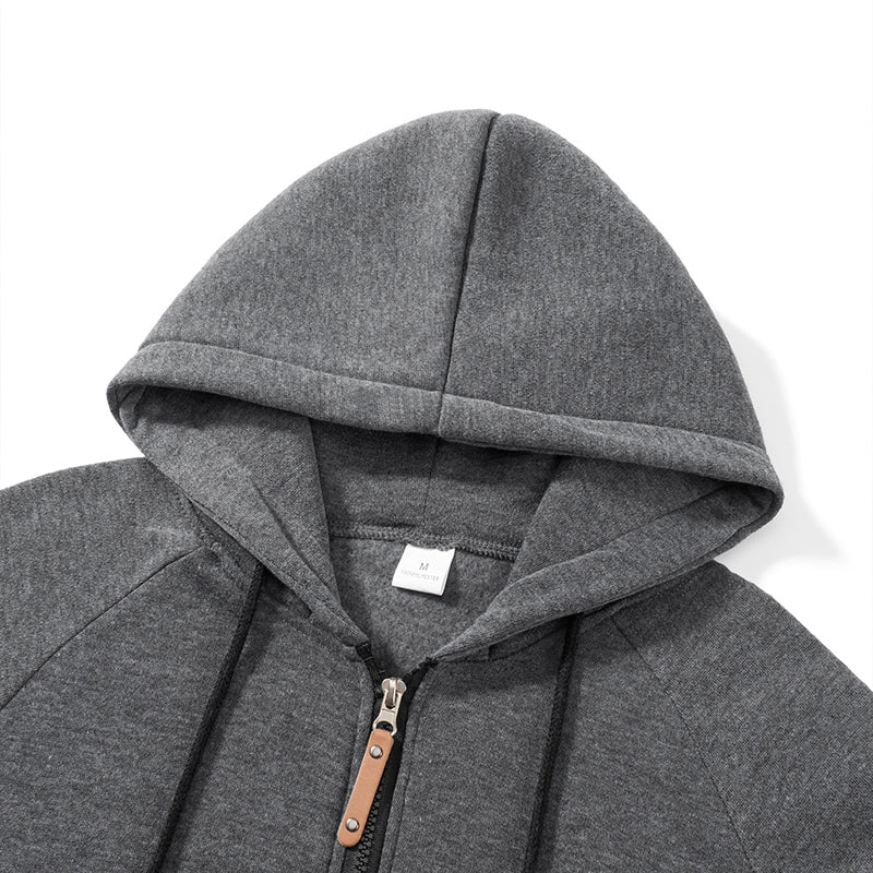 Men's Hooded Fleece Lining Jumpsuit Autumn Winter Warm Long Sleeve Full Zipper Overalls with Kangaroo Pockets Night Clothes