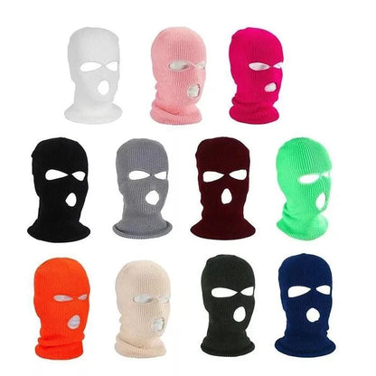 Men's Winter Knitted Balaclava, Windproof Ski Mask, Warm Wool Motorcycle Hat