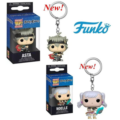 Chegada Mais Recente FUNKO com Caixa Chaveiro Black Clover Asta Noelle Yami Boneco de Ação de Vinil Chaveiro Modelo Colecionável Brinquedo
