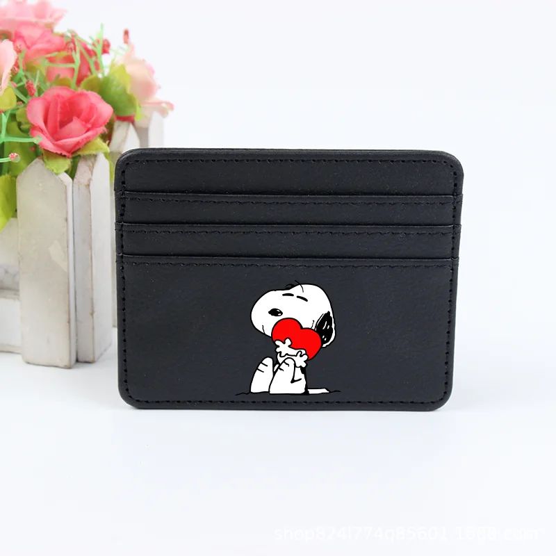 Snoopy Coin Purse Peanuts Anime Credit Card Holder Passport PU Wallet ID Cards Cover Case Bag Kids Men Woman Birthday Gift