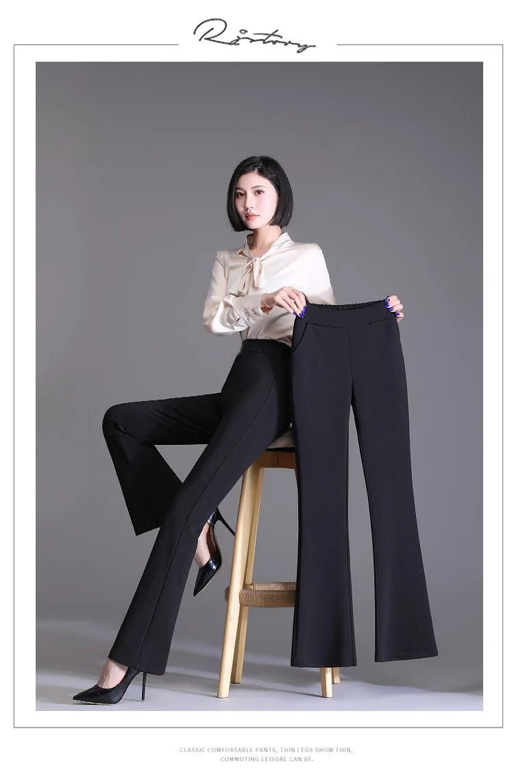 Spring Autumn New Bootcut Pants Women's Slimming Versatile Korean Style Loose-fit Fashionable Trousers Drop Leg Bell Pants Women