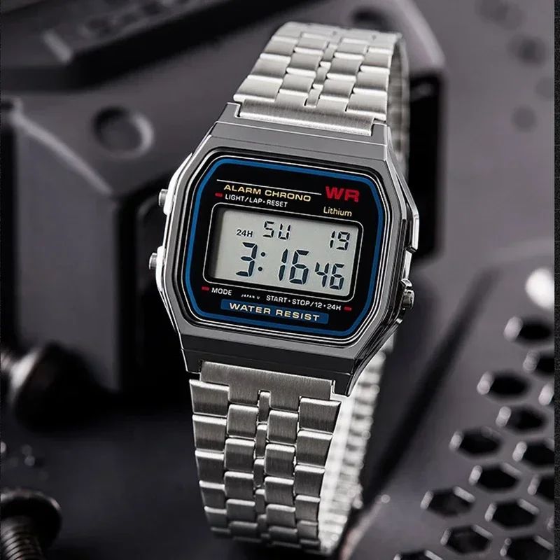 F91W Luxury Watch Waterproof Retro Digital Stainless Steel Sports Military Watches Men Women Electronic Wrist Watches Clock