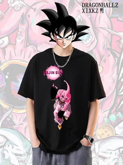 Anime Cartoon Printed Dragon Ball T-shirt Magic Man Buou New Cotton Short-sleeved Men's and Women's Cosplay Clothing
