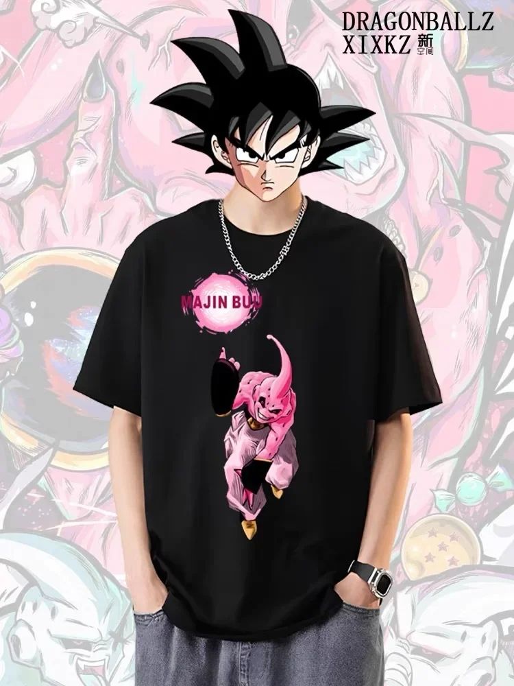 Anime Cartoon Printed Dragon Ball T-shirt Magic Man Buou New Cotton Short-sleeved Men's and Women's Cosplay Clothing
