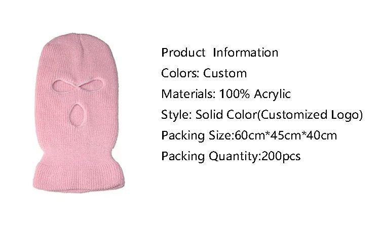 Men's Winter Knitted Balaclava, Windproof Ski Mask, Warm Wool Motorcycle Hat