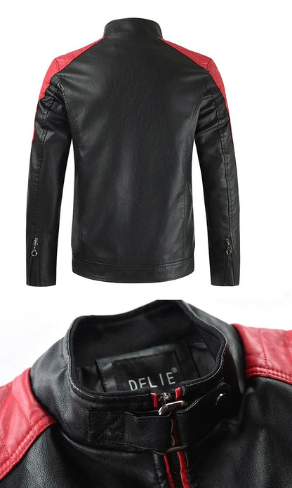 Fashionable Men's Biker Leather Jacket 2025 New Zipper Stand Collar Fleece Lined Casual PU Leather Coat Regular Fit Chinese Orig