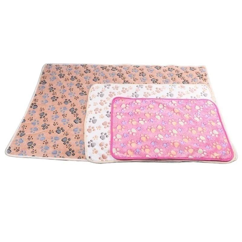 Cobertores para cães Gatos Cobertor de estimação de lã macia e fofa Quente Design de estampa fofa Patinha de cachorro gatinho Pequeno