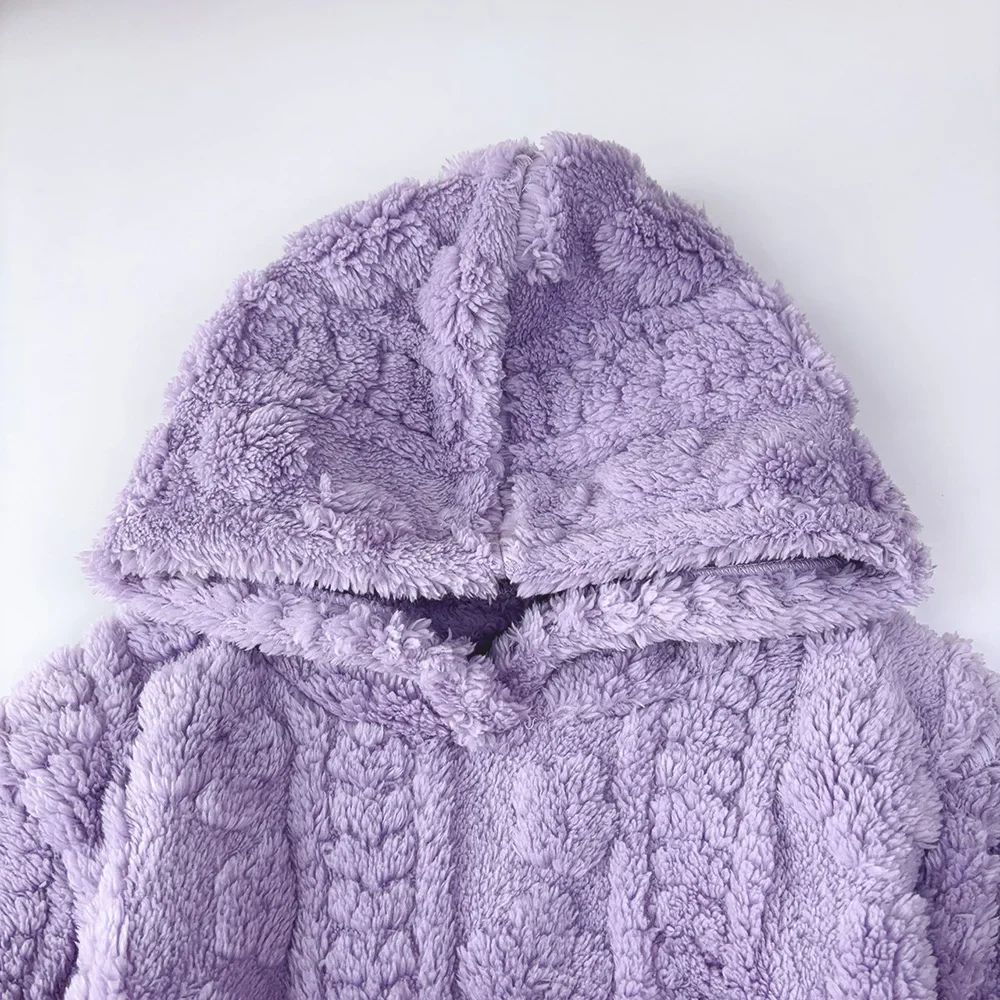 Baby Girl Clothes Purple Plush Jacquard Top+Pants 2-piece Set for Autumn and Winter Home Kids Casual Pajamas 3-7 Years Old