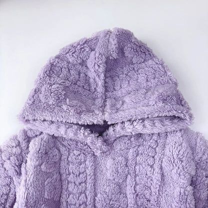 Baby Girl Clothes Purple Plush Jacquard Top+Pants 2-piece Set for Autumn and Winter Home Kids Casual Pajamas 3-7 Years Old