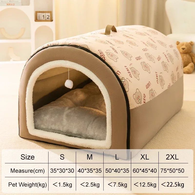 Casa de Cachorro Quente de Inverno Cama para Dormir para Animais de Estimação Destacável para Cães e Gatos de Pequeno e Médio Porte Canil Macio Antiderrapante Ninho para Filhotes e Gatinhos
