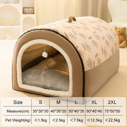 Casa de Cachorro Quente de Inverno Cama para Dormir para Animais de Estimação Destacável para Cães e Gatos de Pequeno e Médio Porte Canil Macio Antiderrapante Ninho para Filhotes e Gatinhos