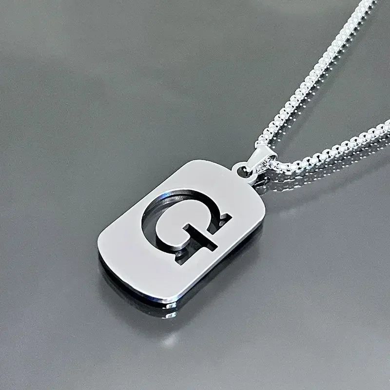 Colares de pingente de aço inoxidável com letra inicial A-Z da moda punk para homens e mulheres, atacado, joias, colar, joias góticas