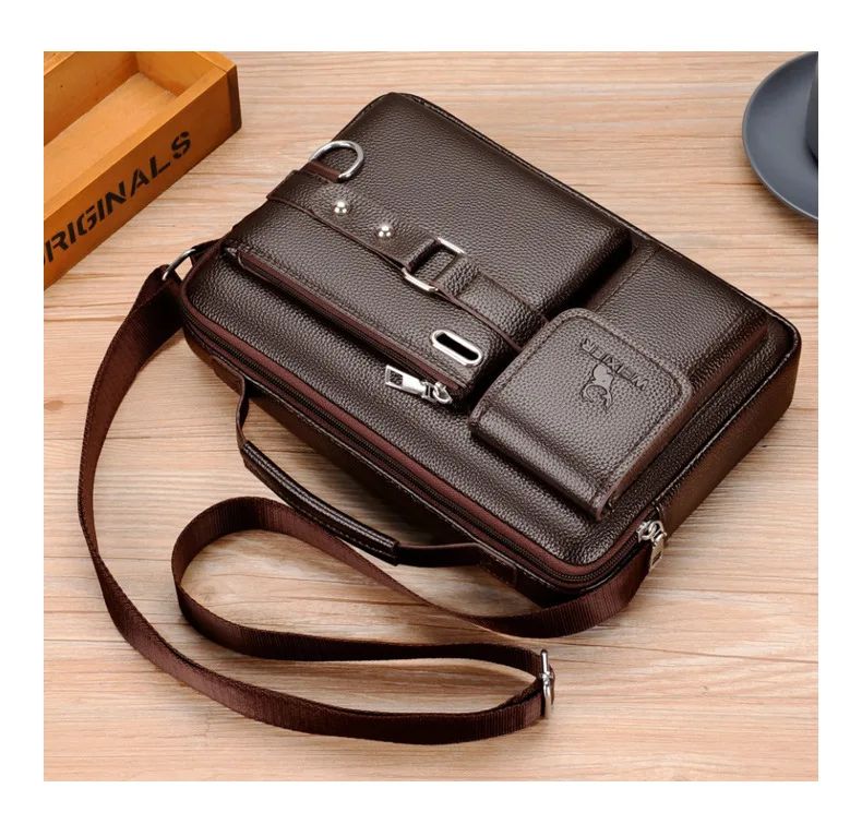 2024 New Men Shoulder Bag for 10.4" Ipad PU Leather Business Handbags Men Messenger Bags Fashion Man Crossbody Bag