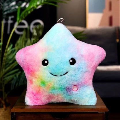 Luminous Star Plush Throw Pillow Bright Led Light Star Stuffed Cushion Sofa Decorative Pillow Office Sleeping Back Cushion Decor