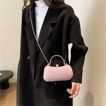 Shiny Mini Evening Bag, Rhinestone Chain Purse, Luxury Glitter Banquet Handbag, Perfect For Party, Wedding, Prom, Dinner/Banquet