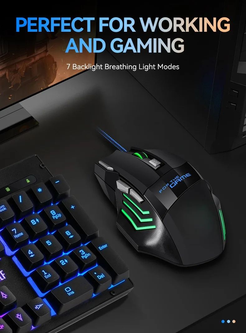 Mouse Gamer USB com Fio G6 7 Botões 5500DPI Ajustável Óptico Ergonômico E-sports para Laptop PC Xiaomi HUAWEI Samsung Pad