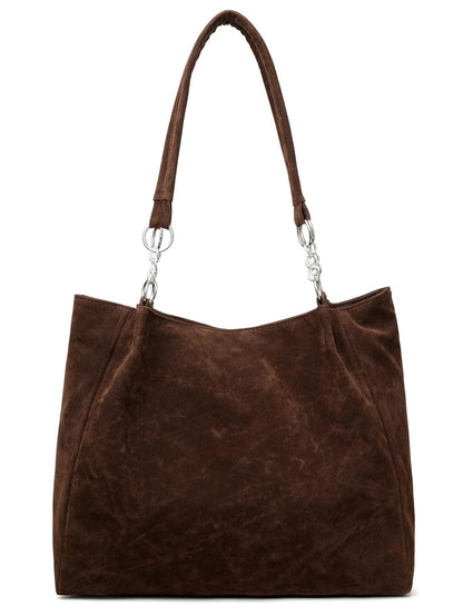 European American Autumn Winter Large Capacity Suede Women's Bag, Vintage Handbags Women Shoulder Bag, Retro Faux Suede Tote Bag