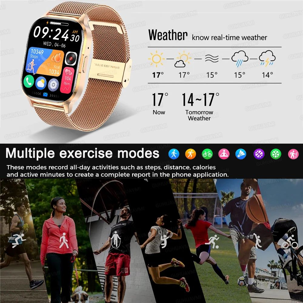 Smartwatch Ultrafino Masculino Feminino Tela Sempre Ativa Pulseira Esportiva Chamada Bluetooth Fashion Smartwatch Saúde Mostrador Personalizado