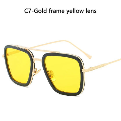 Óculos de Sol da Moda Armação Quadrada Estilo Tony Stark Óculos de Sol Feminino Masculino Quadrado Grife Óculos Retrô Masculino Iron