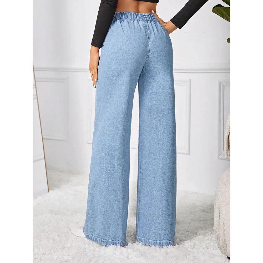 Fashionable Loose Women's Jeans High Waist Straight Leg Long Legged Wide Pants Autumn New Arrival Trendy Lazy Style