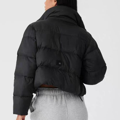 Stand-up Collar Sport Puff Parkas Women Loose Cotton Puffer Short Coat Outdoors Winter Classic Thicken Warm Cotton-padded Jacket