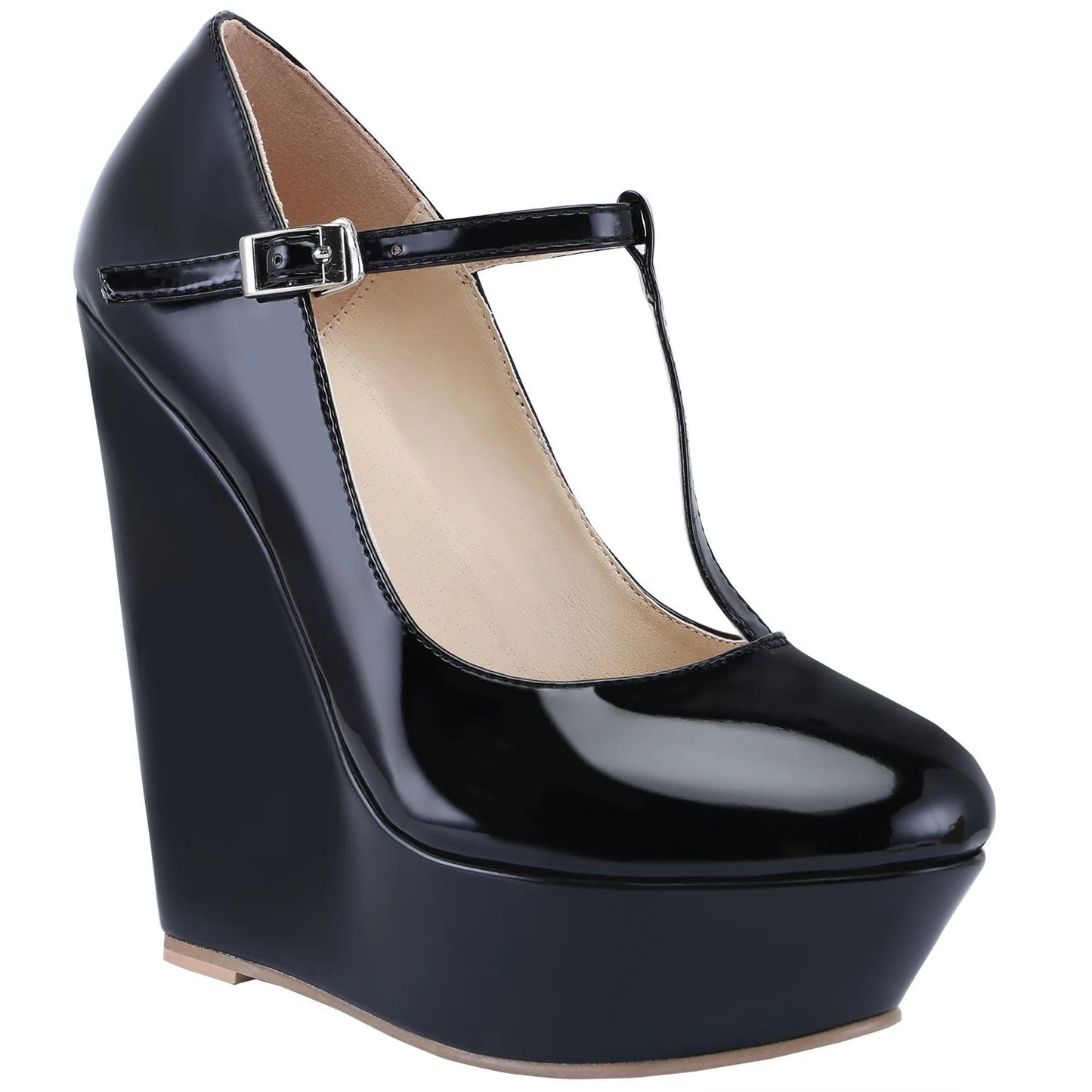 Women Pumps 2025 New Autumn Winter 14cm Round Toes Platform Wedge High Heels T-Strap Gladiator Ladies Dress Party Wedding Shoes