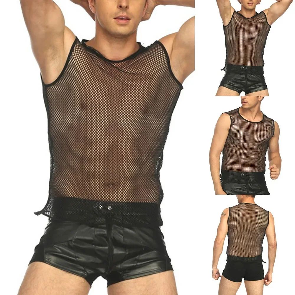 Transparent Mesh Vest Ultra Thin Fishing Net with Matching Headscarf and Hood for Cosplay Beach Swimming Wear