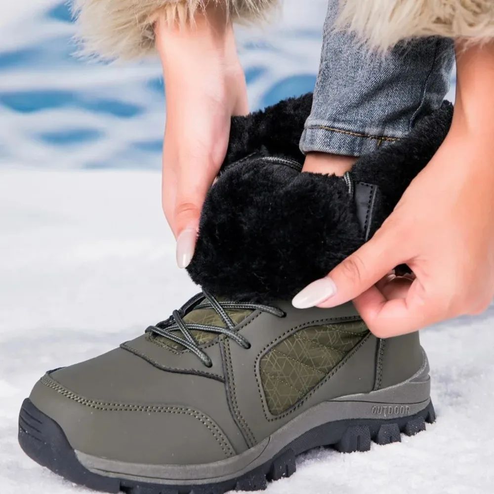 Winter Women's Snow Boots High Top Hiking Boots for Women Winter Outdoor Walking Sneakers Waterproof Plush Warm Platform Boots