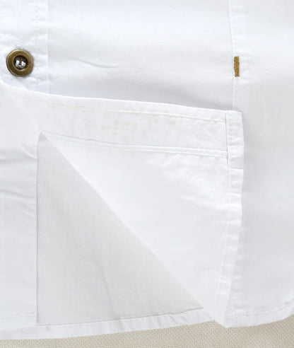 Euro Size White Short Sleeve Men's Uniform Shirt Safari Shirt Summer Casual 100% Cotton Cargo Outdoor Pocket Work Shirts for Men